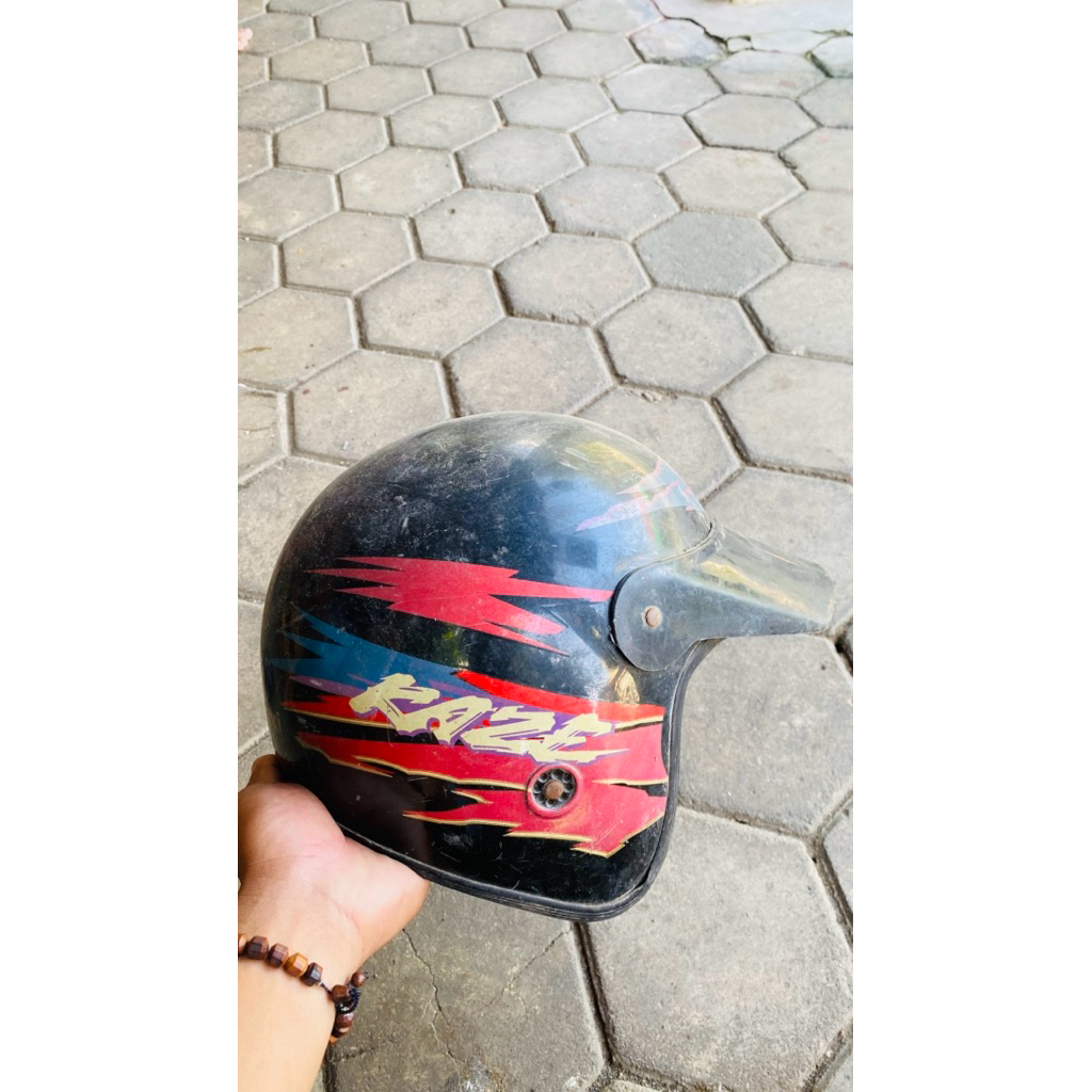 helm kaze original kawasaki bawaan motor jadul vintage helm