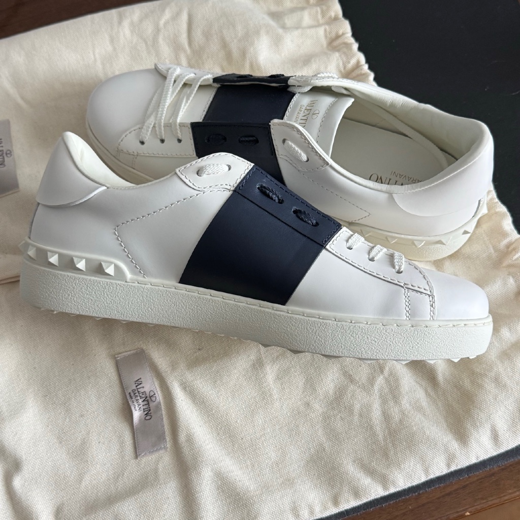 100% Original - Valentino Garavani - Navy - Calfskin Open Sneaker Men - size 41