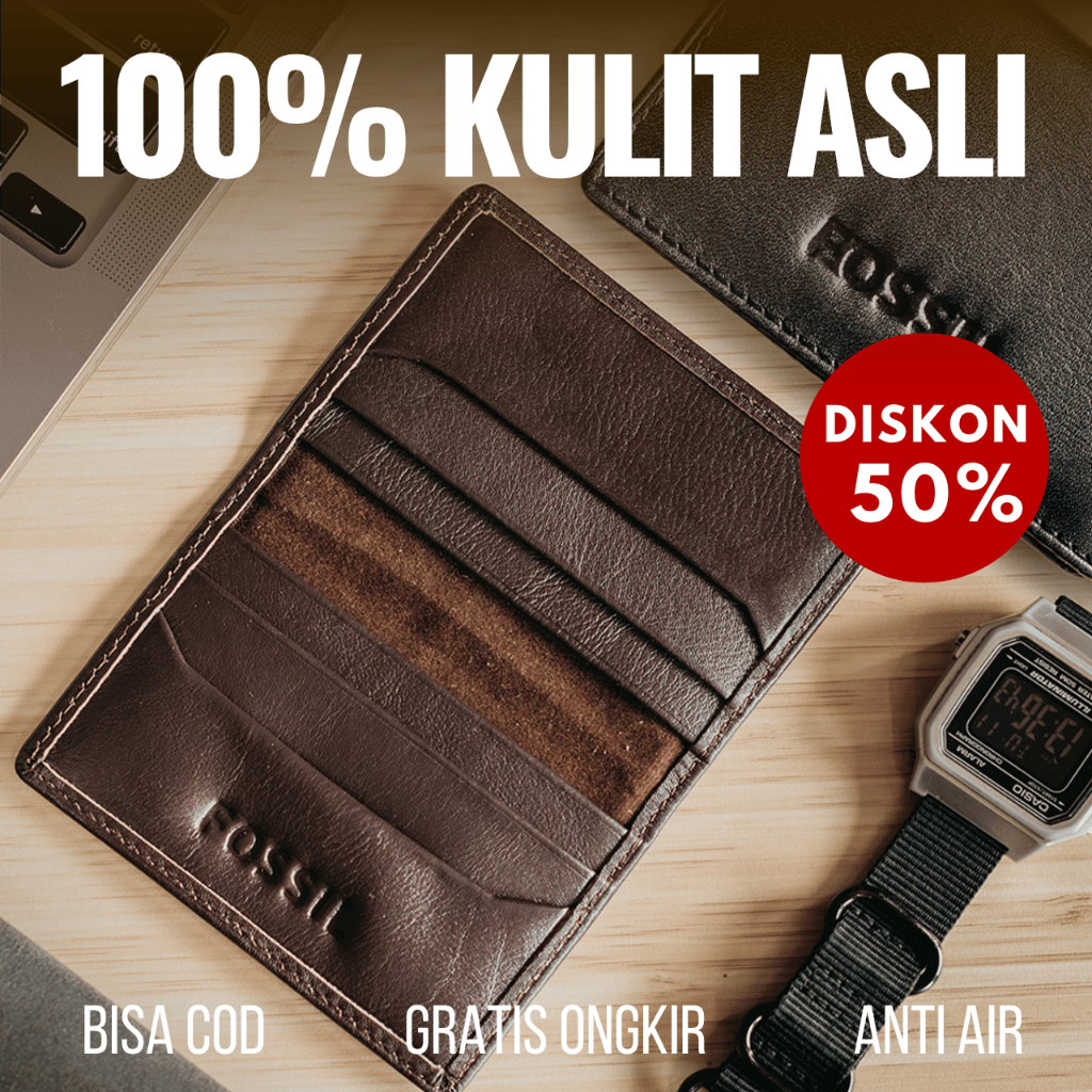 Wilona Leather - Lite Card Holder Model Lipat Dompet Kartu Slim Pria Wanita Kulit Asli Hitam Cokelat