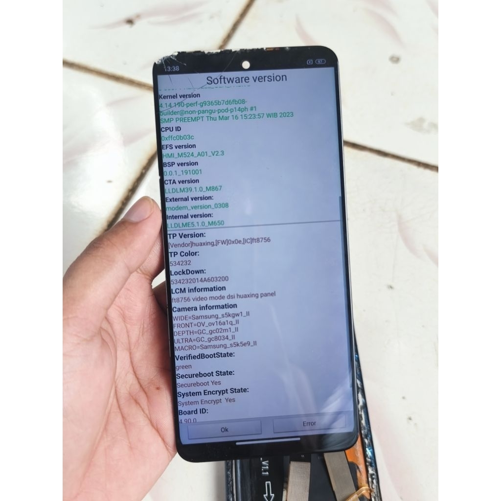 Lcd Redmi Note 9 pro copotan original retak