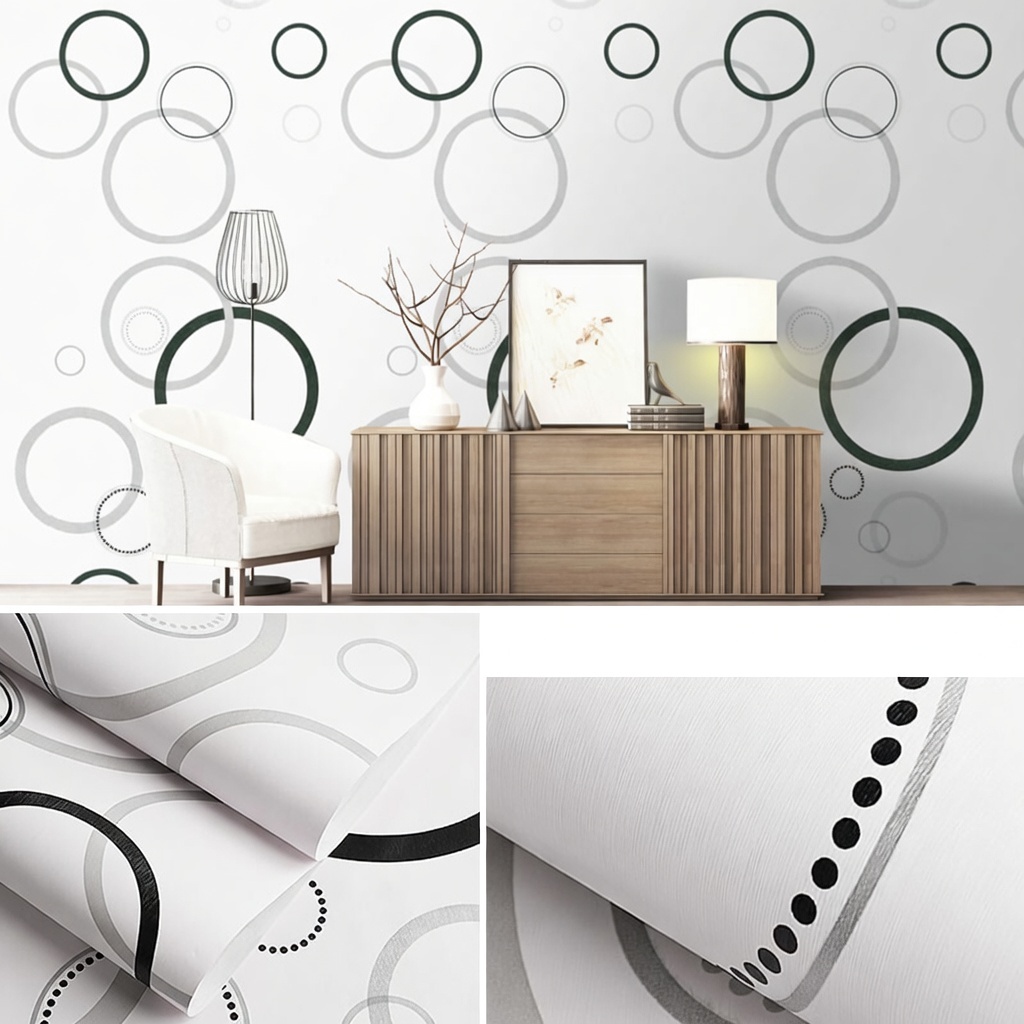Wallpaper Dinding / Wallpaper Sticker POLKADOT HITAM PUTIH
