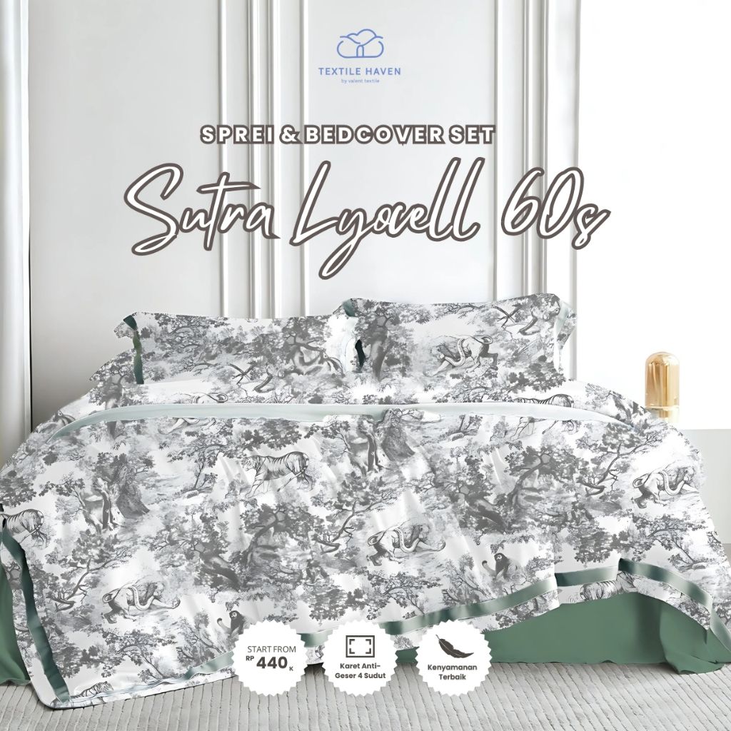 TextileHaven Sprei Set Sutra Organic 60s Motif DIOR | Sprei dan BedCover Sutra Motif Dewasa