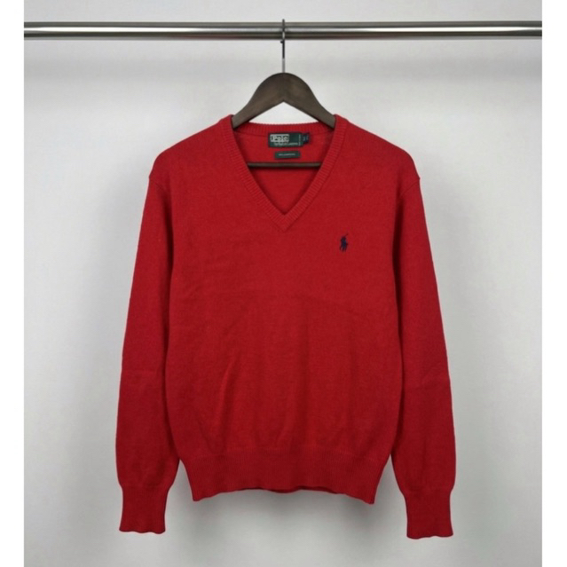 Sweater Rajut Polo Ralph Lauren V-Neck Red Unisex