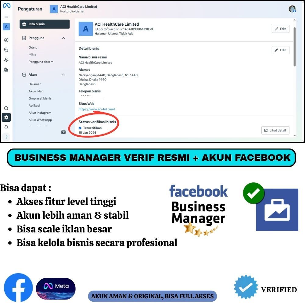 BUSINESS MANAGER AKUN FACEBOOK RESMI + AKUN FB PERSONAL