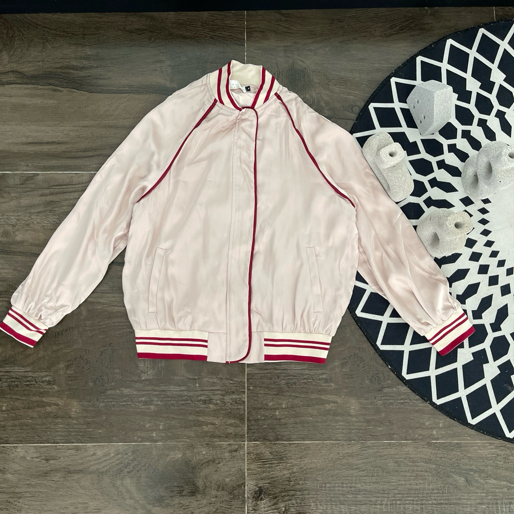 Jaket bomber satin wanita premium
