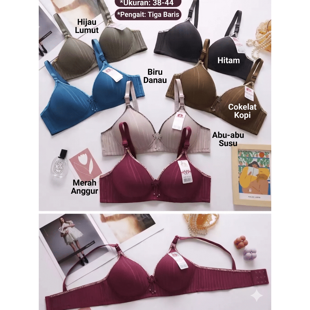 Bra / BH Busa Tipis Tanpa Kawat / BH Sport Glossy Garis Salur Bra BH Kemben Bh busa SUPER JUMBO TANP
