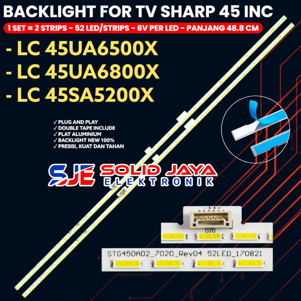 BACKLIGHT TV SHARP 45 INCH LC-45SA5200X LC-45UA6500X LC-45UA6800X STG45AD2_7020_Rev04 52LED_170821