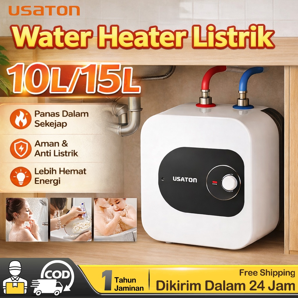 Water Heater Listrik 10L/15L 200 Watt Pemanas Air Listrik Dapur Mini Portable Water Heater 10 15 Lit