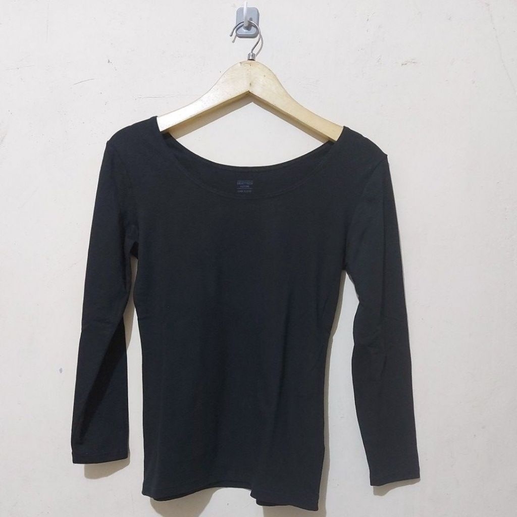 code:M765>Tshirt Heattech extrawarm scoop neck UNI*M