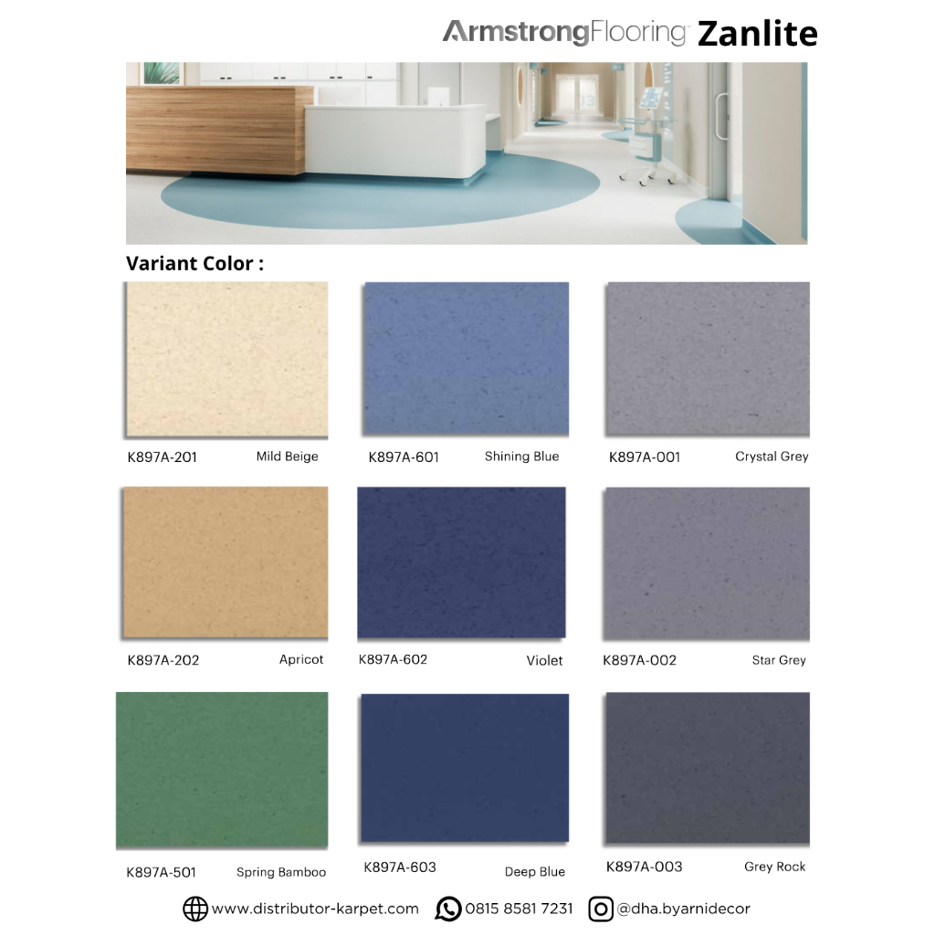 Vinyl Roll Armstrong Zanlite / Karpet Vinyl Anti Bakteri Tebal 2mm