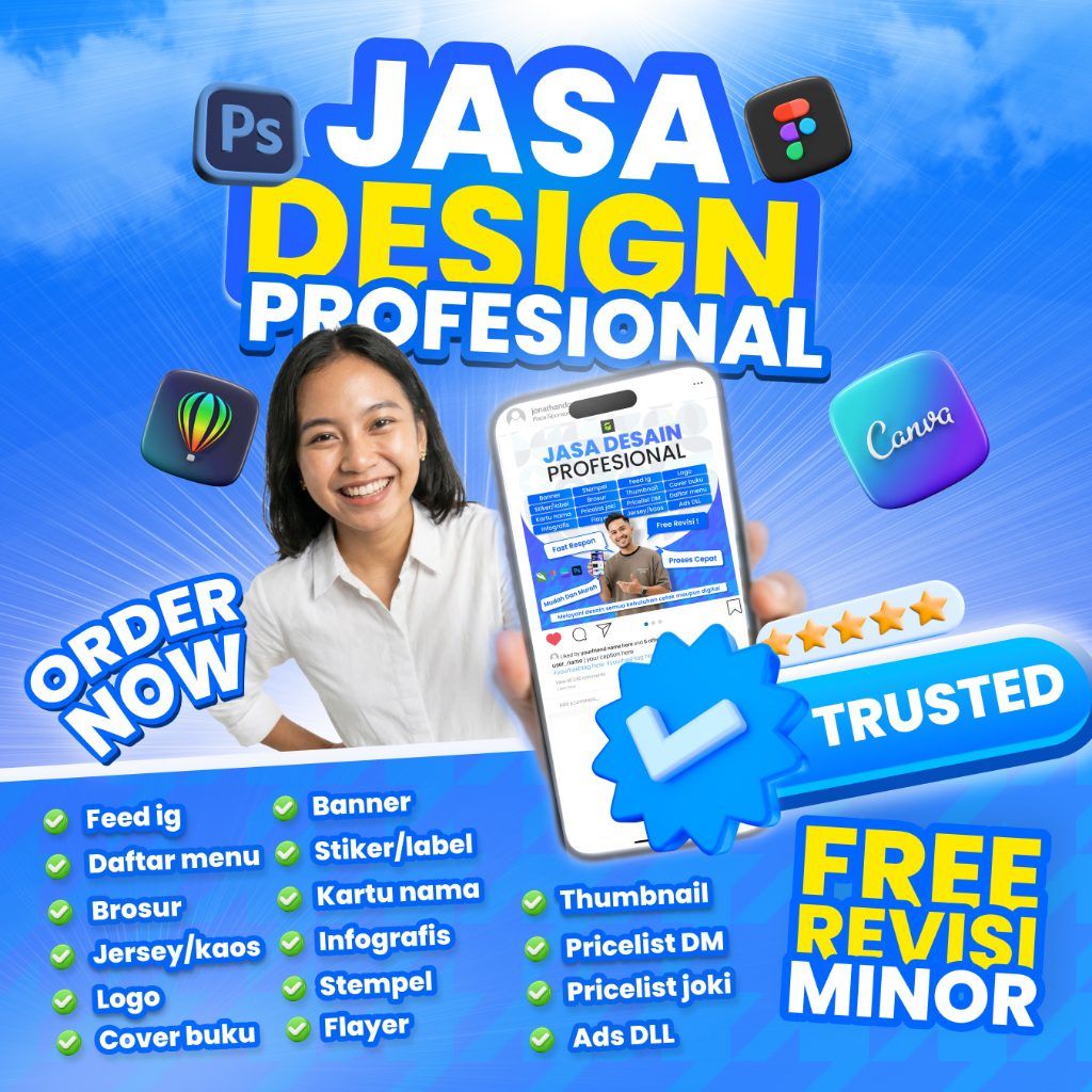 Jasa Design Grafis Profesional Editing logo, banner, spanduk, stiker, feed instagram, kaos, pamflet,