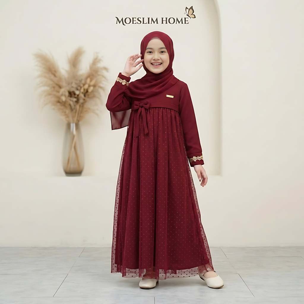 Gamis Anak Perempuan Model Terbaru 2026 Bahan Crinkle Mix Tiledot Dress Anak Pesta Kondangan Variasi