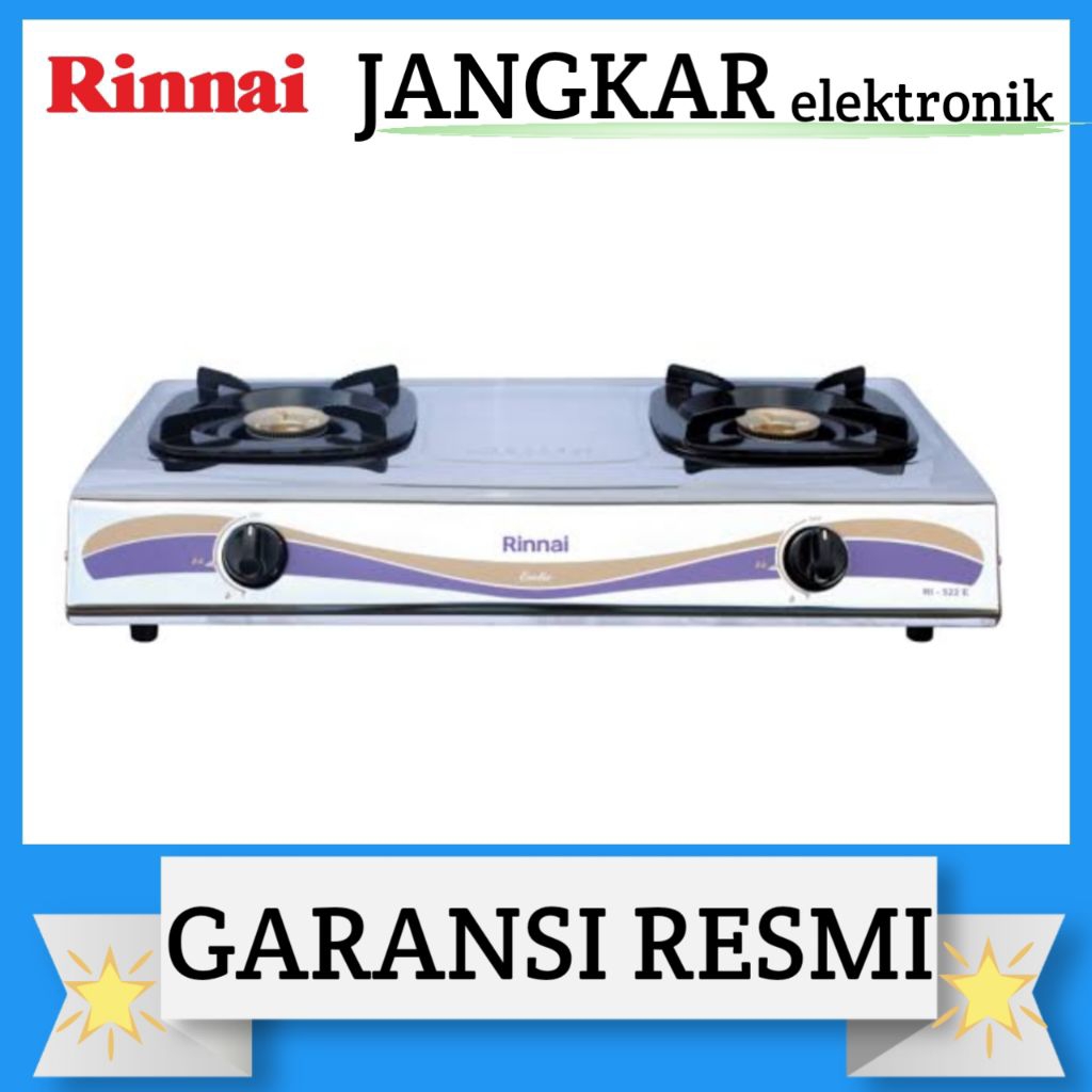 KOMPOR GAS RINNAI 2TUNGKU RI-522E/RINNAI KOMPOR GAS 2TUNGKU RI-522E GARANSI RESMI