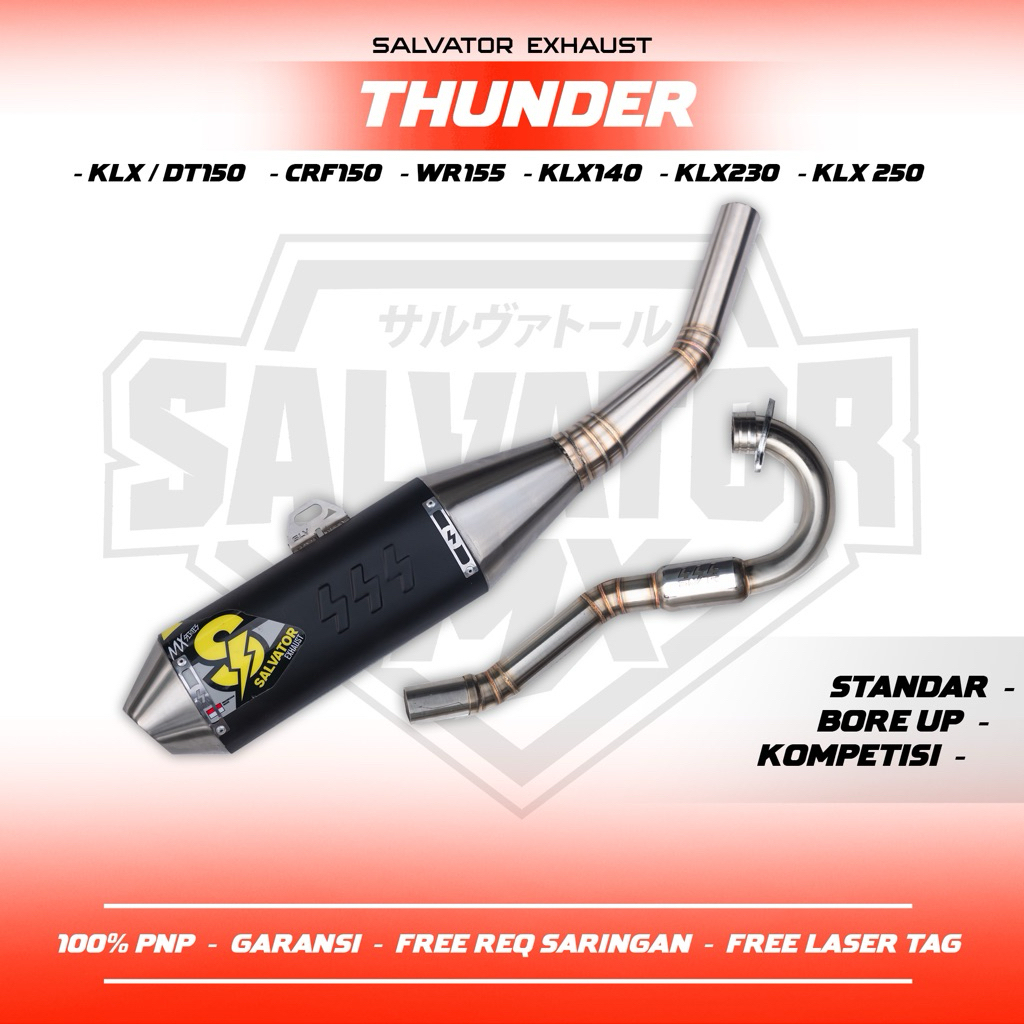 KNALPOT CRF150 KLX150 WR155 KLX140 TYPE THUNDER BLACK ORIGINAL SALVATOR EXHAUST