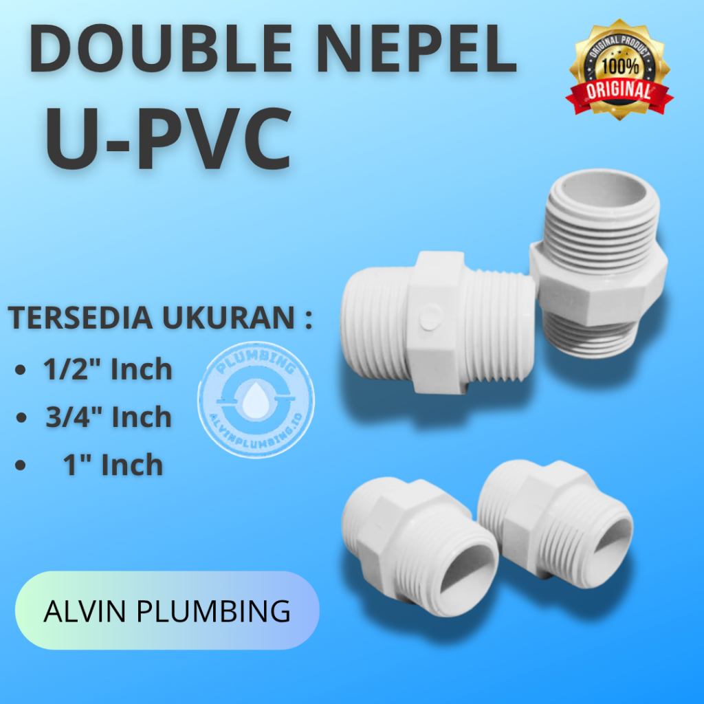 [1" inch] Double Nepel Pvc 1" inch Warna Putih | Sambungan Pipa Paralon Air Drat Luar Kedua Sisi Kon