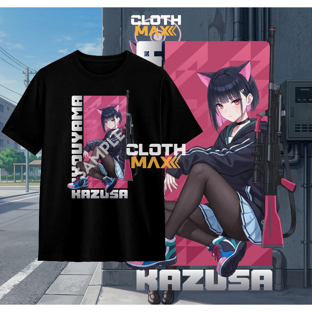 Kaos Dewasa Tshirt Kyouyama Kazusa Blue Archive Baju Murah Lembut Premium Combed Shirasu Azusa Ori