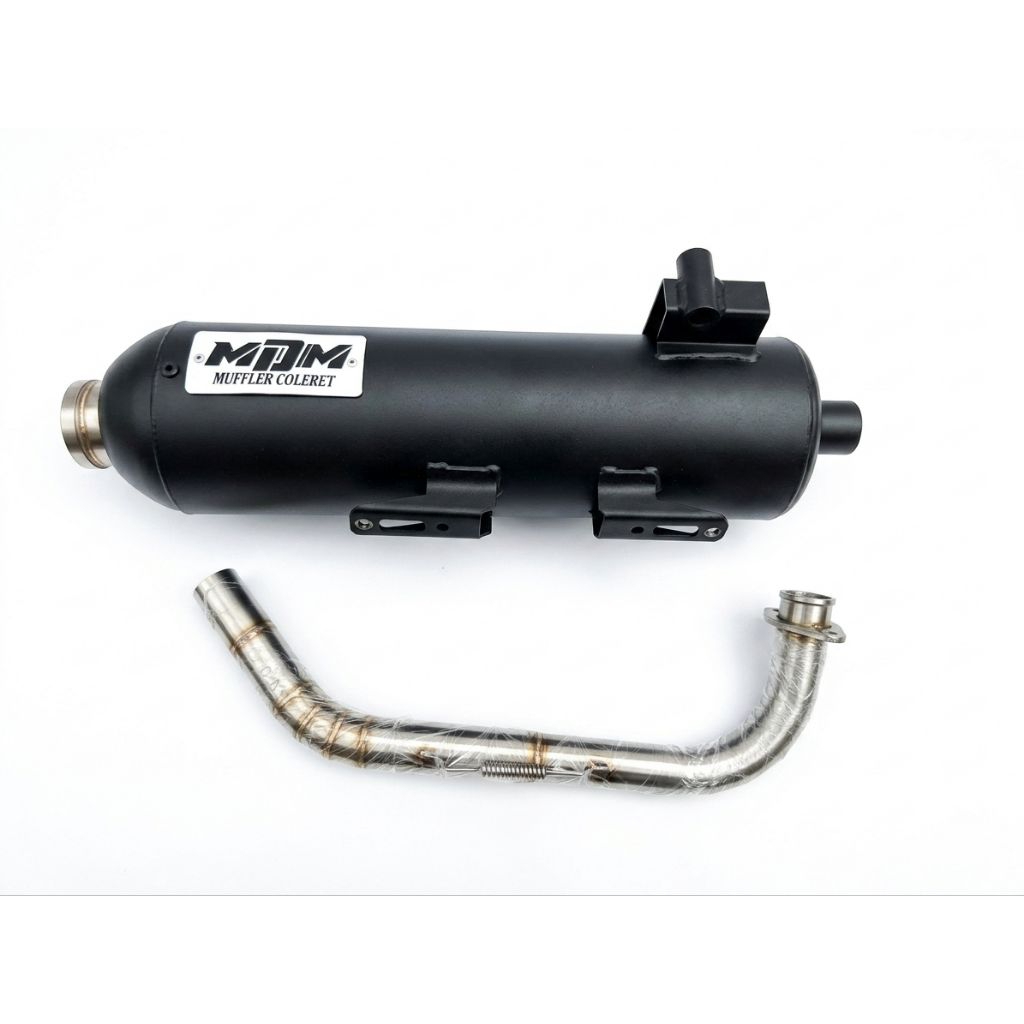 Knalpot Copy MDM in 32 emblem putih untuk all matic Vario, Beat, Aerox dlll