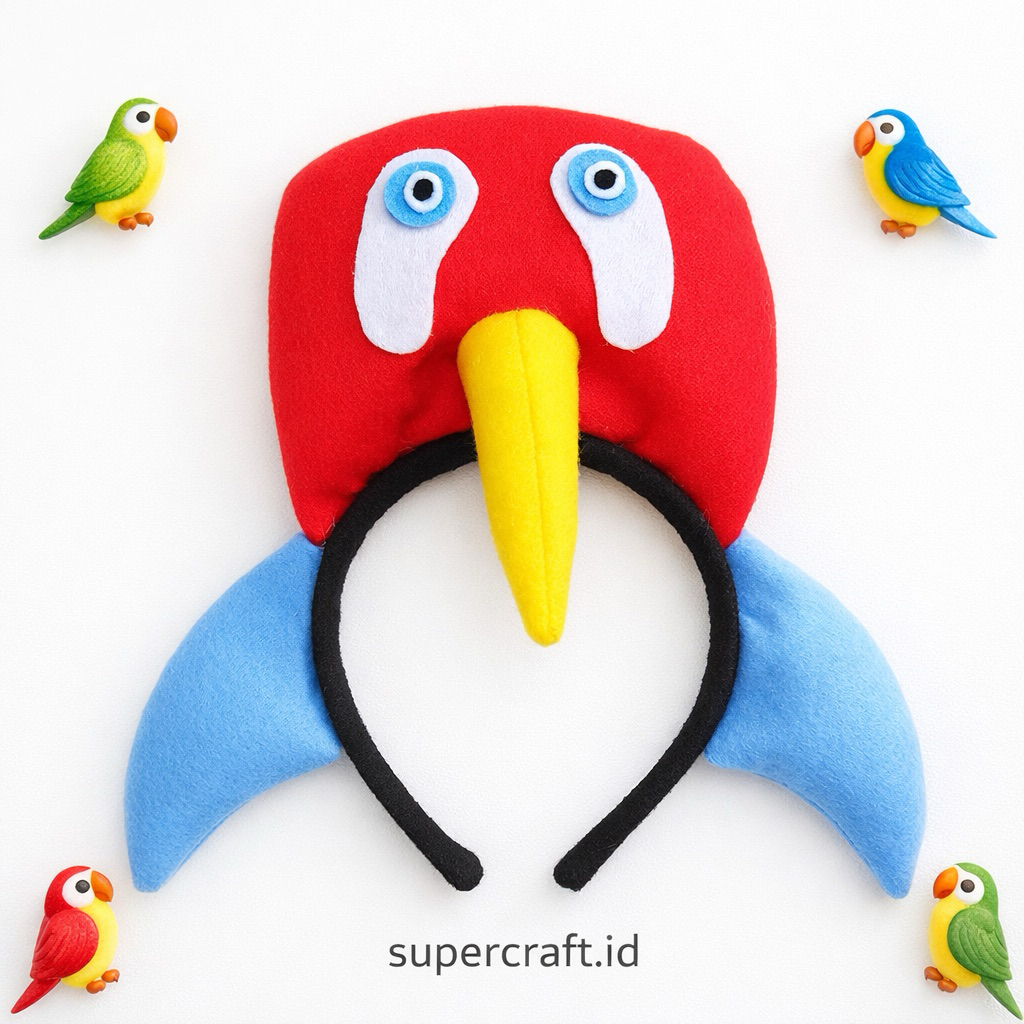 Bando Burung Kostum Topeng Hewan Binatang Bird Bando Burung Scarlet Macaw Lucu / Headband Karakter B