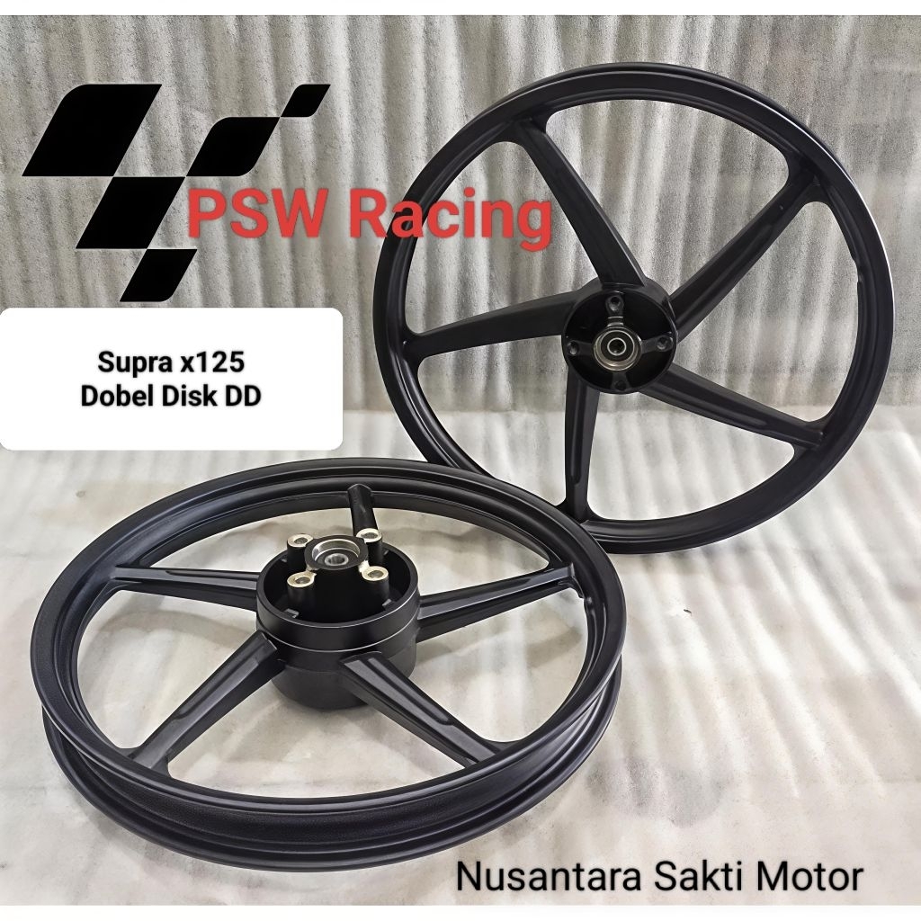 ( Supra x125 Double Disk DD rem cakram depan belakang ) Velg Racing velek variasi recing standar dep
