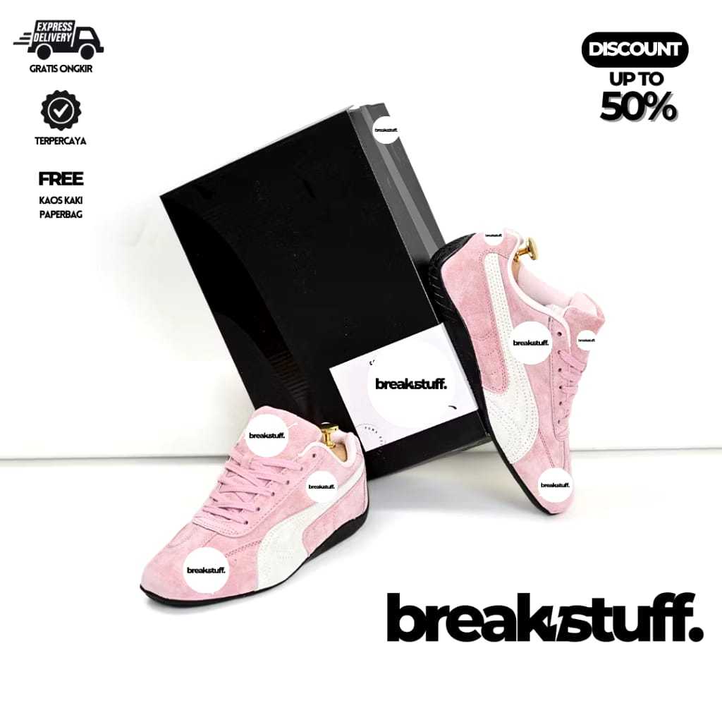 PROMO Sepatu Wanita Sped'cat Putih PINK Terbaru Bahan Suede ON Kualitas Import