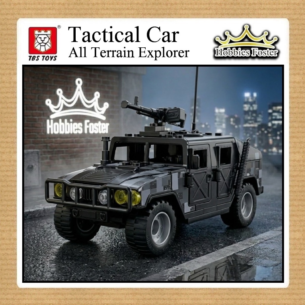 Mainan Bongkar Pasang Mobil Brick Tema Militer Kendaraan Lapis Baja Truk Humvee