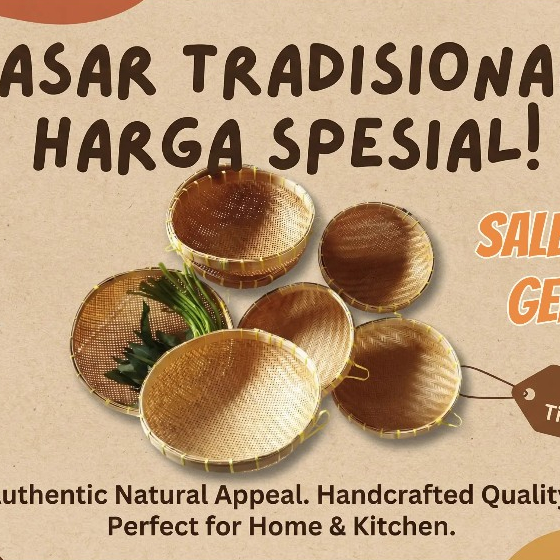 kalo ayakan santan, anyaman bambu