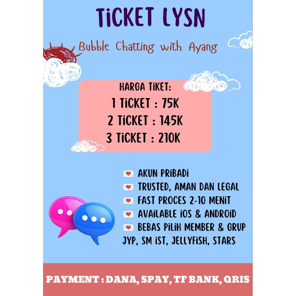 JUAL TIKET LYSN BUBBLE | ORDER? TF MANUAL, NO CO SHOPE, DM KE IG USN SAMA