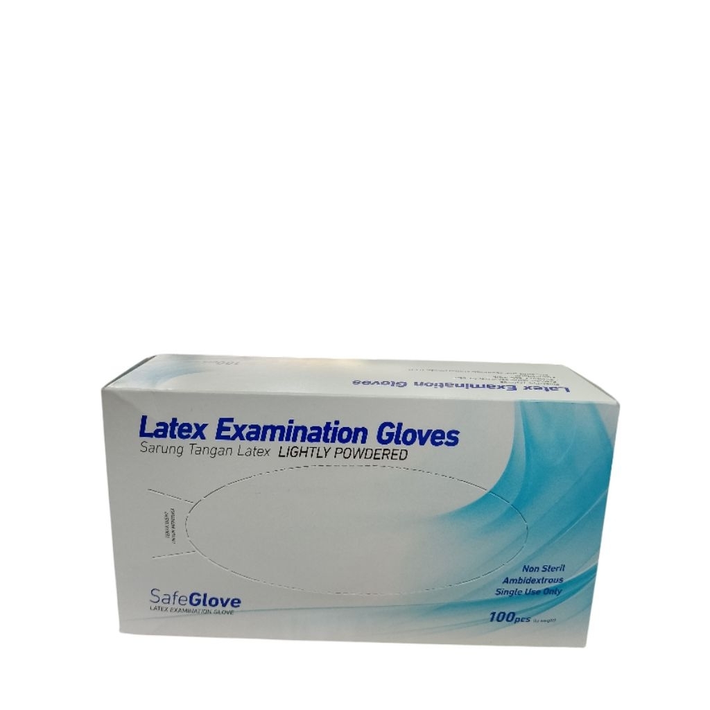 SARUNG TANGAN MEDIS SEKALI PAKAI / SARUNG TANGAN LATEKS ALAMI / SAFEGLOVE LATEX UKURAN M PER BOX