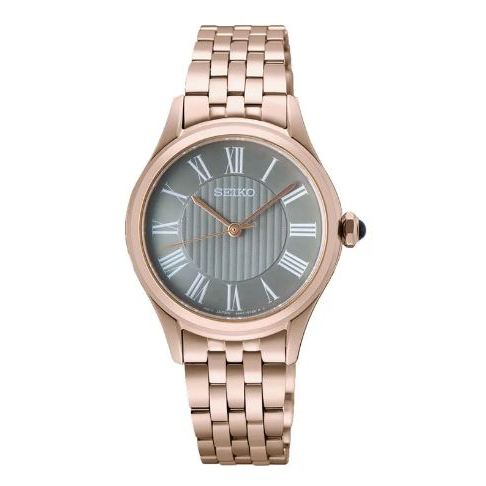 Jam Tangan Wanita Seiko SUR614 SUR614P1 Discover More Strap Stainless Steel Rose Gold Women Grey Dia