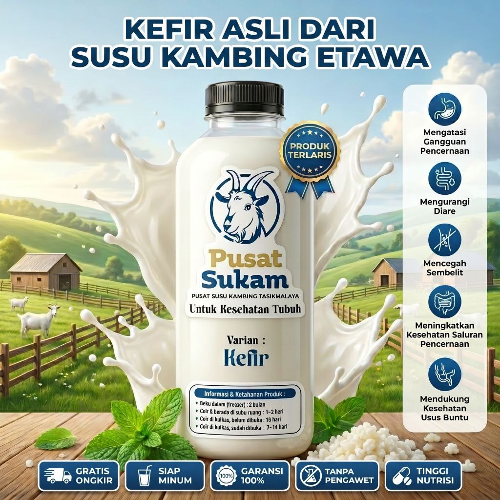 Susu Kefir Kambing Murni Goat Milk Premium Kemasan Botol  950 ml