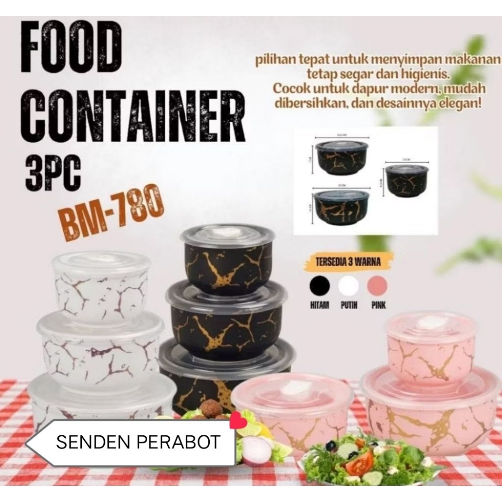 WADAH / TEMPAT SIMPAN MAKANAN SET 3 BM-780 VICENZA 100% ORIGINAL