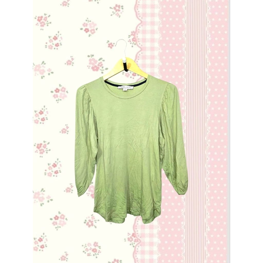 Lapiaf Du Marais Puffy Halfsleeve Sage Green Top Chic Style