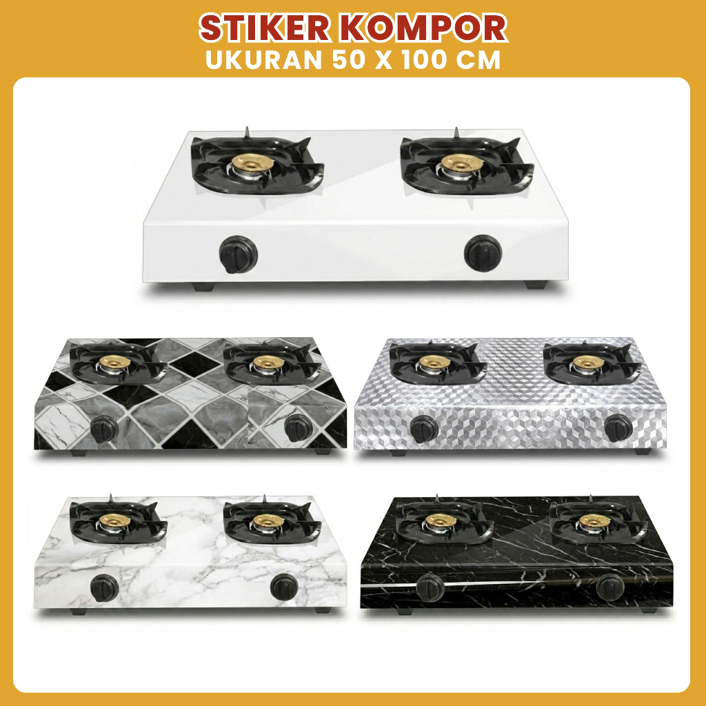 Wallpaper Stiker Kompor Gas 2 Tungku Rinnai Sticker Kompor Motif Bunga Marmer Anti Minyak Anti Panas