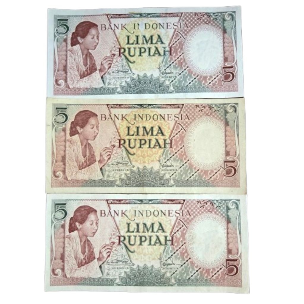 Uang Kuno Indonesia 5Rp Pekerja Tahun 1958 Asli Antik