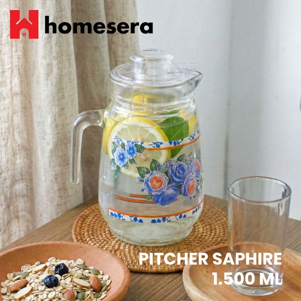 PITCHER KACA CATHELINE | TEKO KACA | JUG PITCHER TEKO KACA | TEKO KACA DENGAN TUTUP