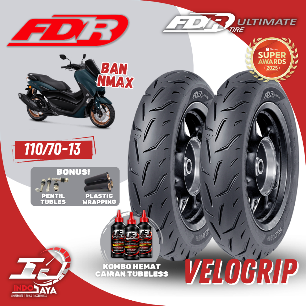 [BAYAR DI TEMPAT] (READY STOCK) BAN FDR VELOGRIP TUBELESS (110/70-13) RING 13 BAN MOTOR MATIC / BAN 