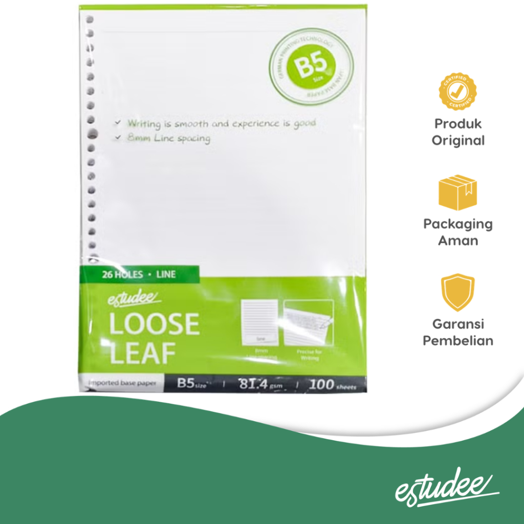 Estudee Loose Leaf Premium - Line 8Mm B5 100Sht