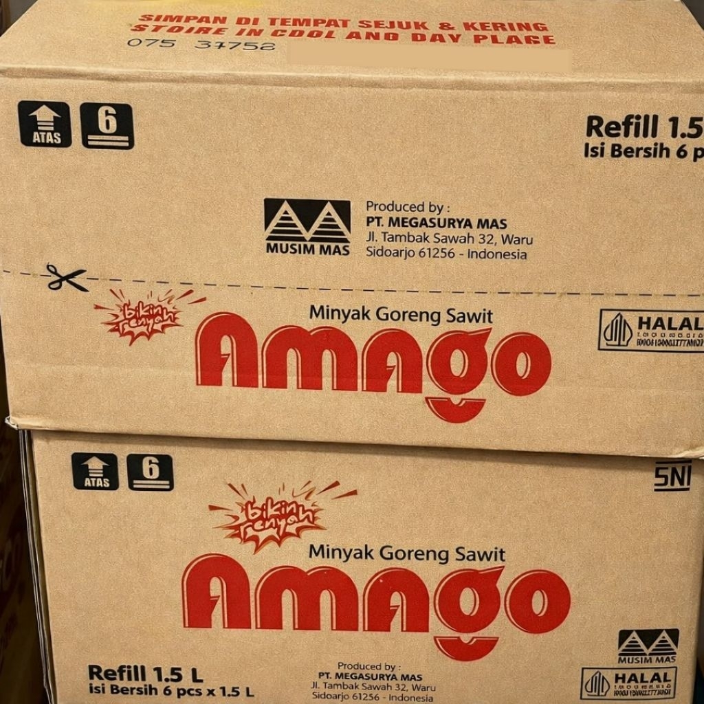 AMAGO minyak goreng kemasan 1,5 liter 1 dus/karton