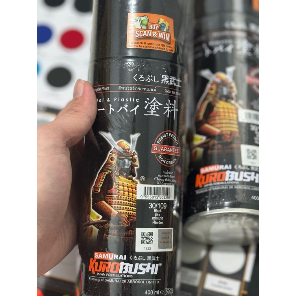 Pilox Samurai Paint Hitam Putih Warna Standar Non Bintang || Cat Semprot Body Motor Velg Motor&Rangk
