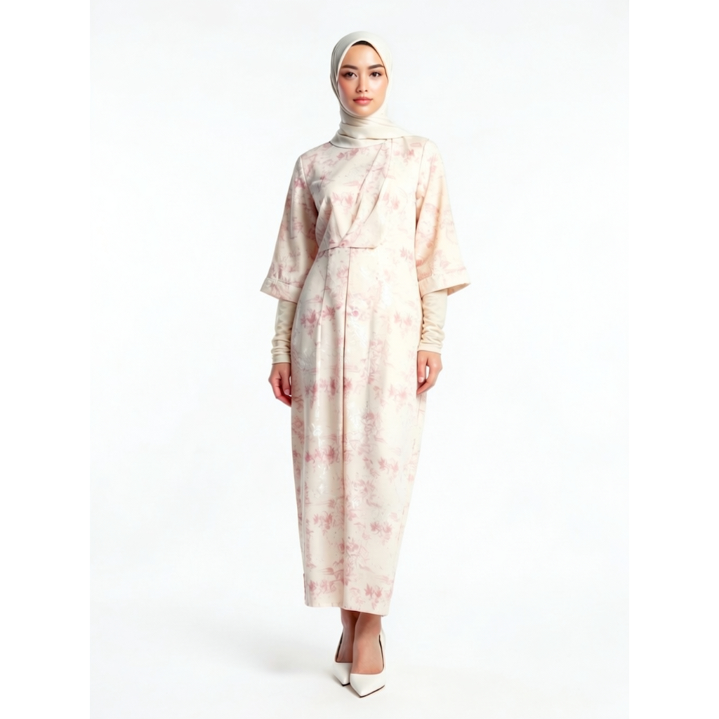 Eprise Yasmine Kaftan Lengan Pendek PINK DE01B | Dress Muslim Wanita | Kaftan Lebaran