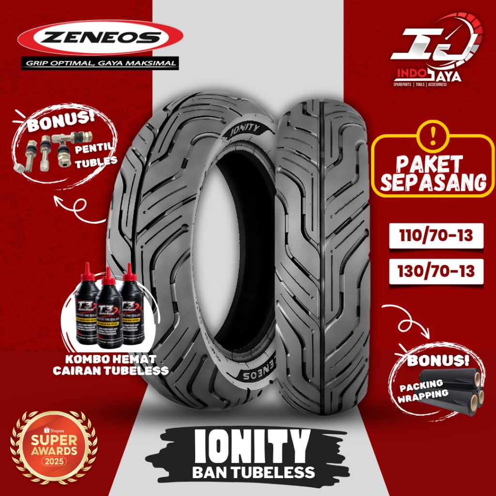 [PAKET MURAH SEPASANG] PRODUK TERBARU ZENEOS IONITY BAN TUBELESS MOTOR NMAX (110/70-13 & 130/70-13) 