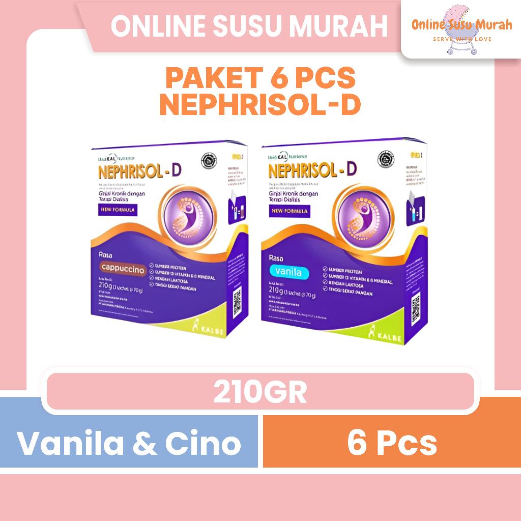 NEPHRISOL - D PAKET 6 KOTAK VANILA CAPUCINNO 210 GR NEPHRISOL-D 210GR SUSU DEWASA SSKD