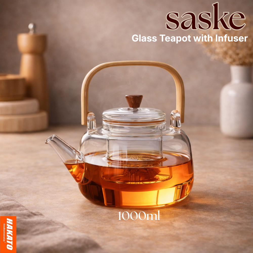 Teko Kaca Tahan Panas Teapot Kaca Saringan Rempah Pitcher Teh Chinese Teapot Ceret Masak Kopi Saske