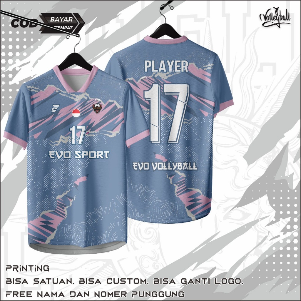 Jersey futsal baju futsal biru gratis nama nomor punggung