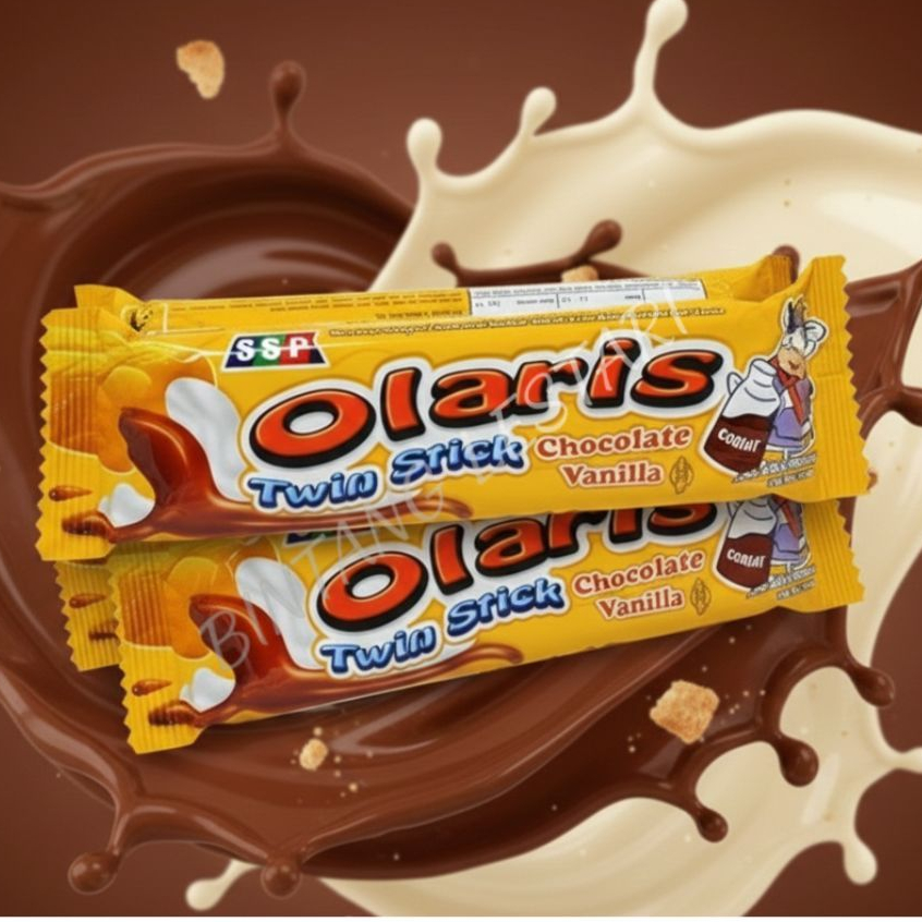 Olaris Twin Stick Chocolate Vanilla Snack 1 Renceng Isi 10 Pcs