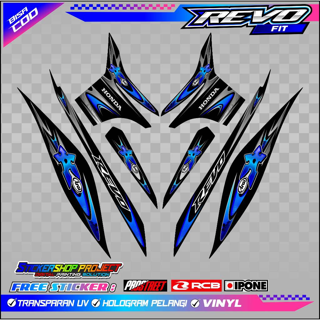 STRIPING VARIASI HONDA REVO FIT - ARAI EDITION / STICKER LIST VARIASI MOTOR REVO FIT