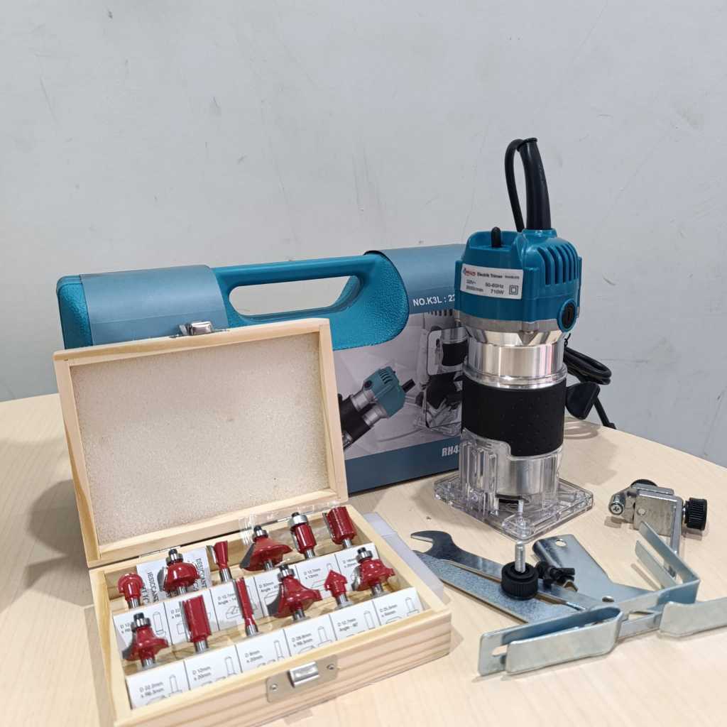 PAKET MESIN PROFIL KAYU MAILTANK SH-134 + MATA ROUTER KAYU SET 12PCS / TRIMMER MAILTANK / MATA ROUTE