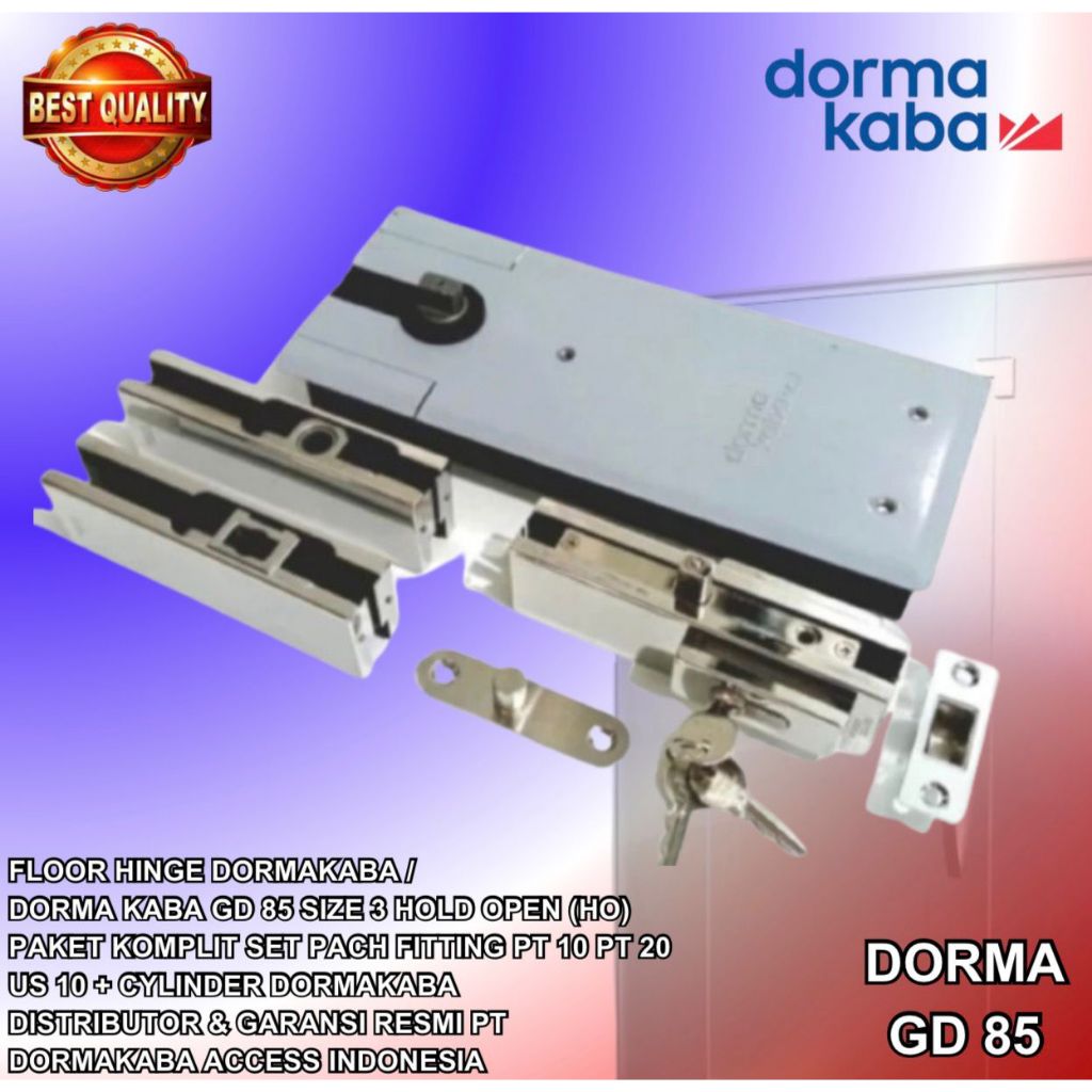 Paket Floor Hinge/Engsel Tanam Pintu DormaKaba/Dorma Kaba GD 85+Patch Fitting DormaKaba