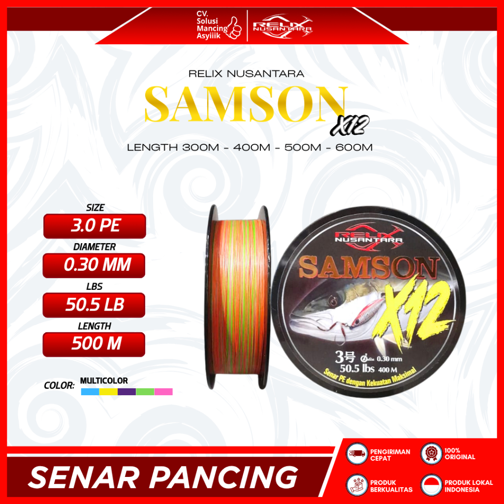 SENAR RELIX NUSANTARA PE SAMSON X12 | 500 METER | PE 3 | RAINBOW PE JIGGING