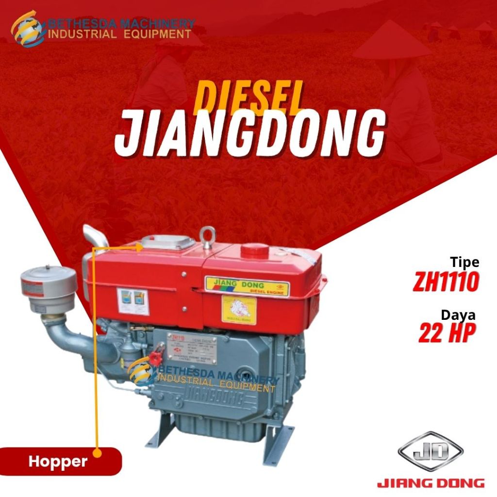Mesin Diesel Jiangdong 22 PK Hopper Engkol Penggerak Mesin 22 HP ZH 1110
